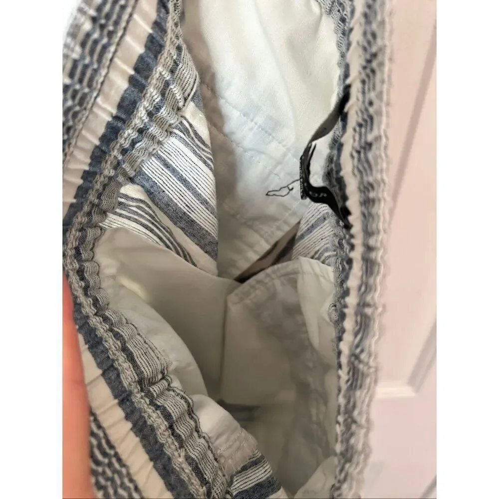 Ann Taylor linen stippled pants beach attire size xs blue and white